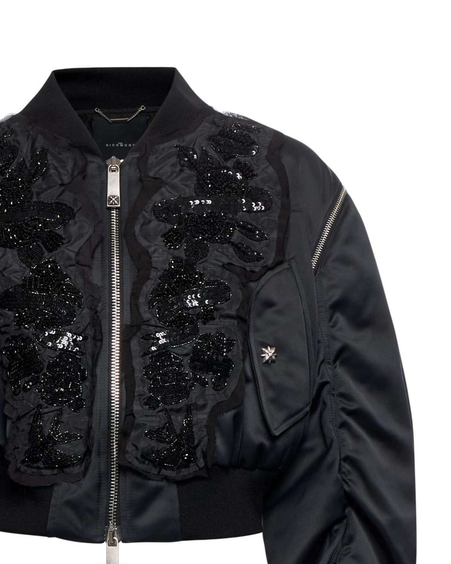 Bomber Corto con Maniche Arricciate Capispalla