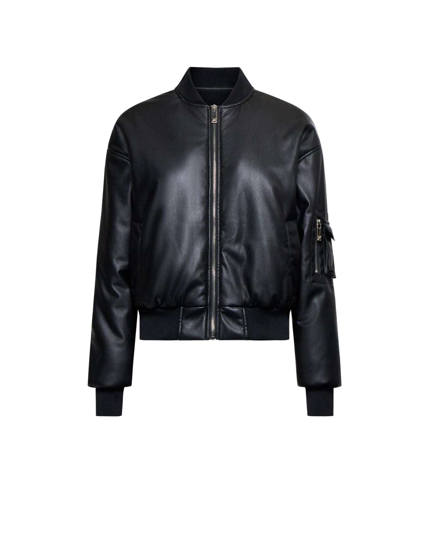 Bomber in eco-leather con tasca sulla manica Capispalla
