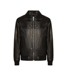 Bomber in ecopelle con zip e finiture a costine Capispalla