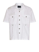 Short-sleeved shirt with embroidered details and essential SHIRT design