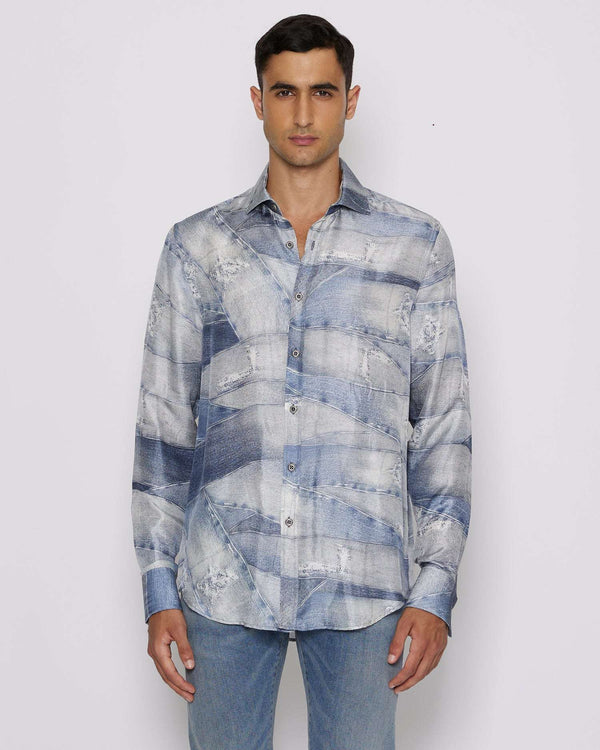 Shirt with tone sur tone pattern