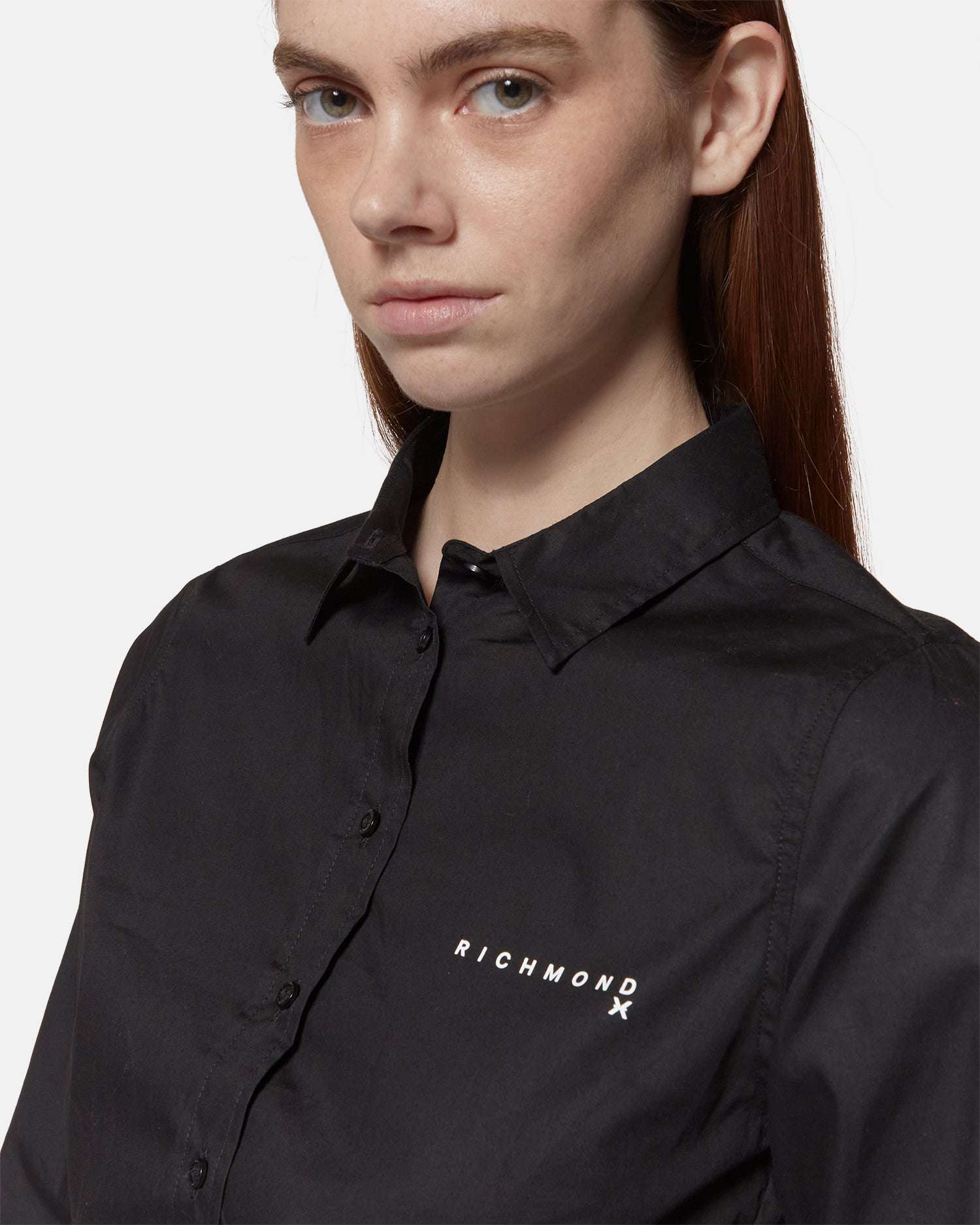 Camicia cropped nera con logo Richmond X Camicia