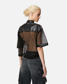 Camicia in rete con dettagli in pelle Camicia