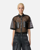 Camicia in rete con dettagli in pelle Camicia