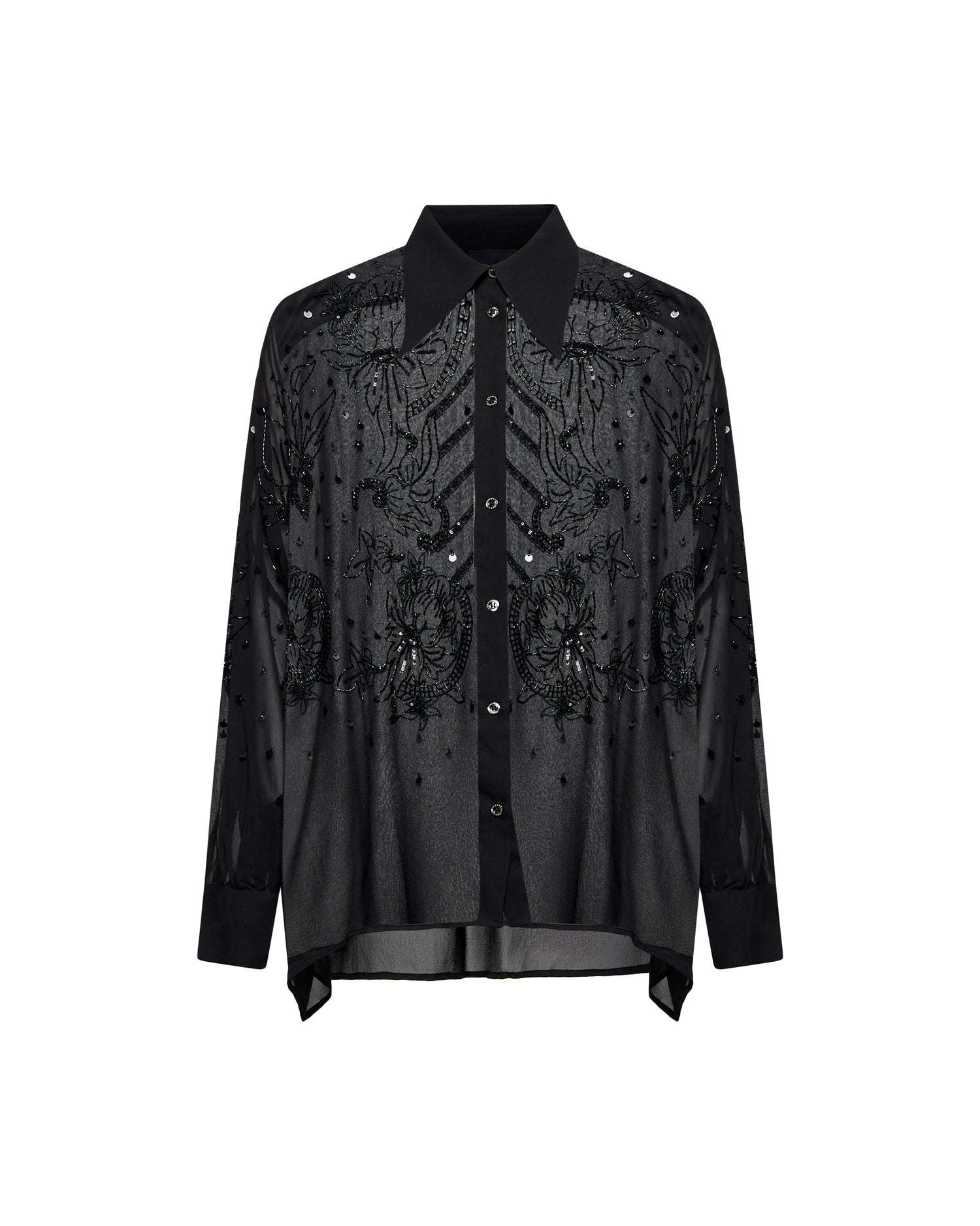 Camicia oversize con dettagli ricamati e luminosi Camicia