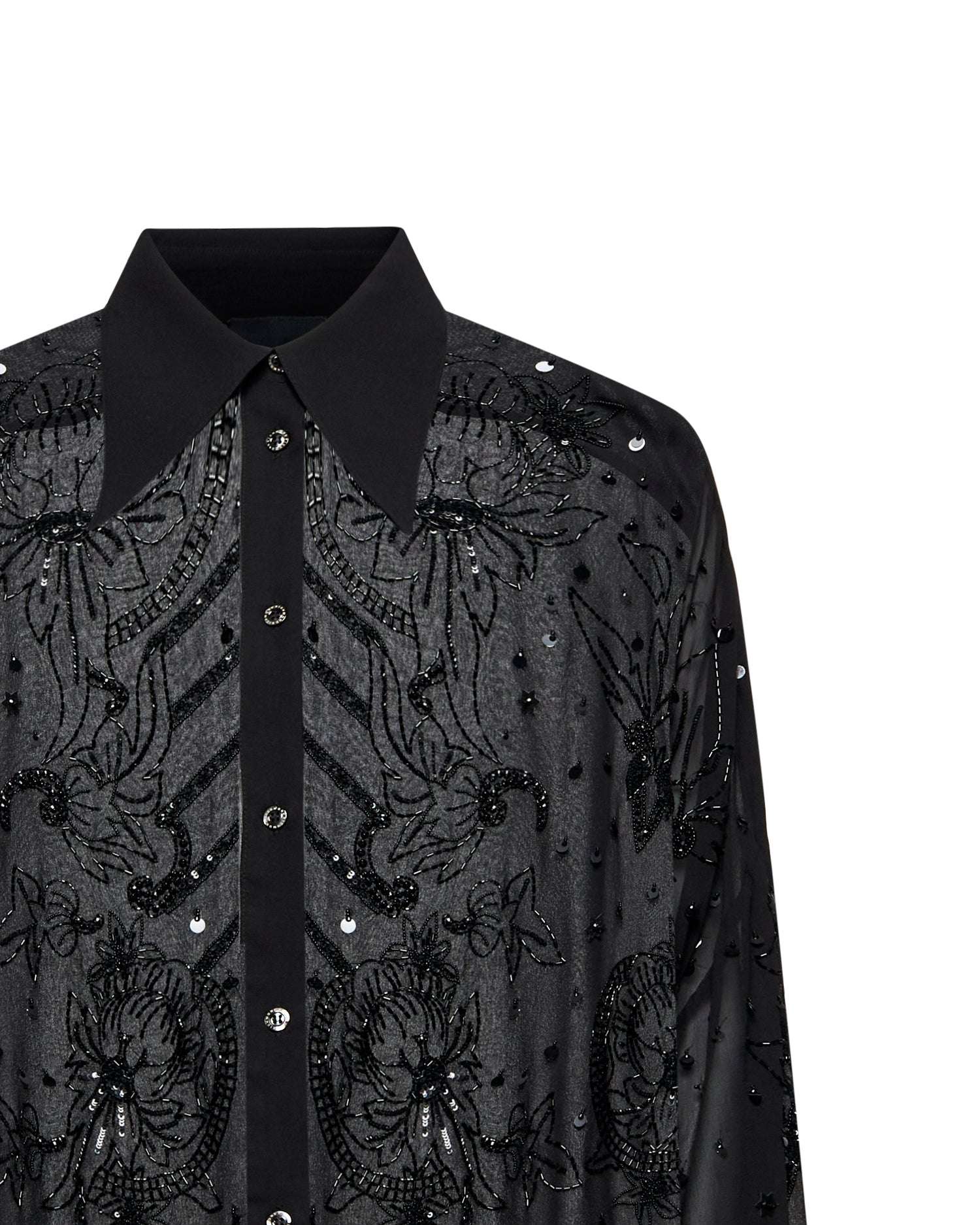 Camicia oversize con dettagli ricamati e luminosi Camicia