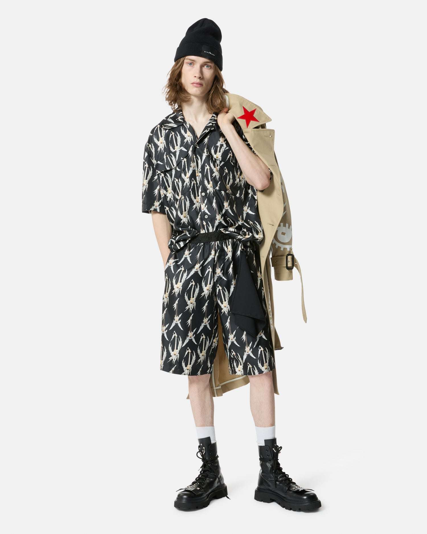 Men's shirt with graphic print 42 White