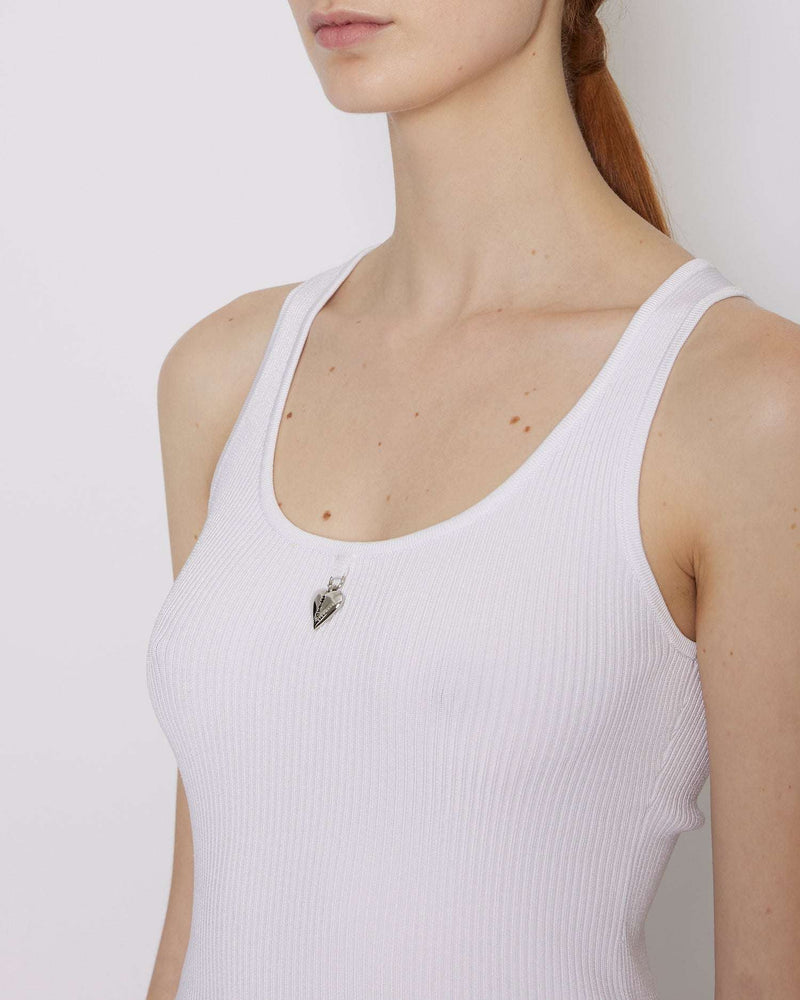 Tank top with metal applique on the front
