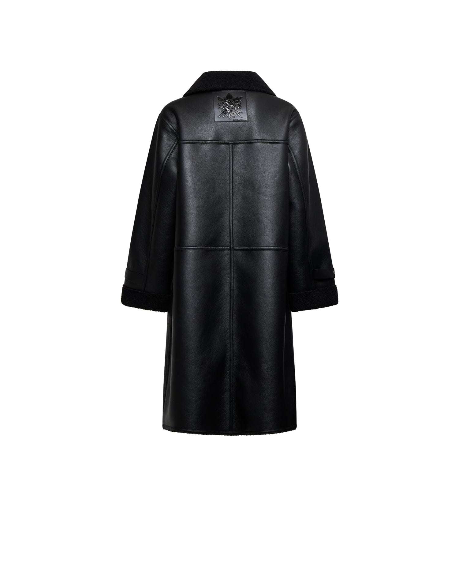 Long biker coat with asymmetric zip and buckle details Outerwear