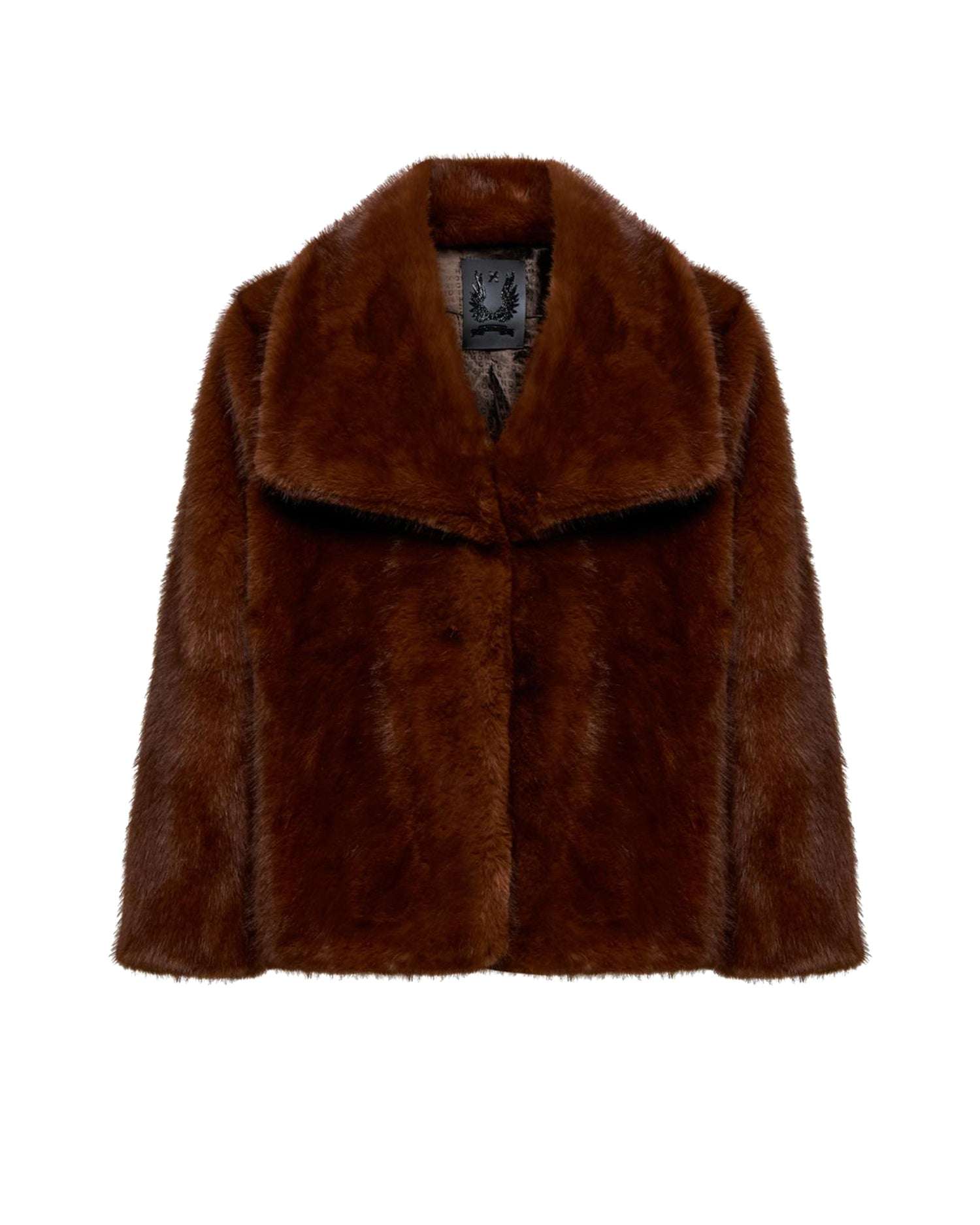 Short coat with maxi fur-effect collar. Outerwear