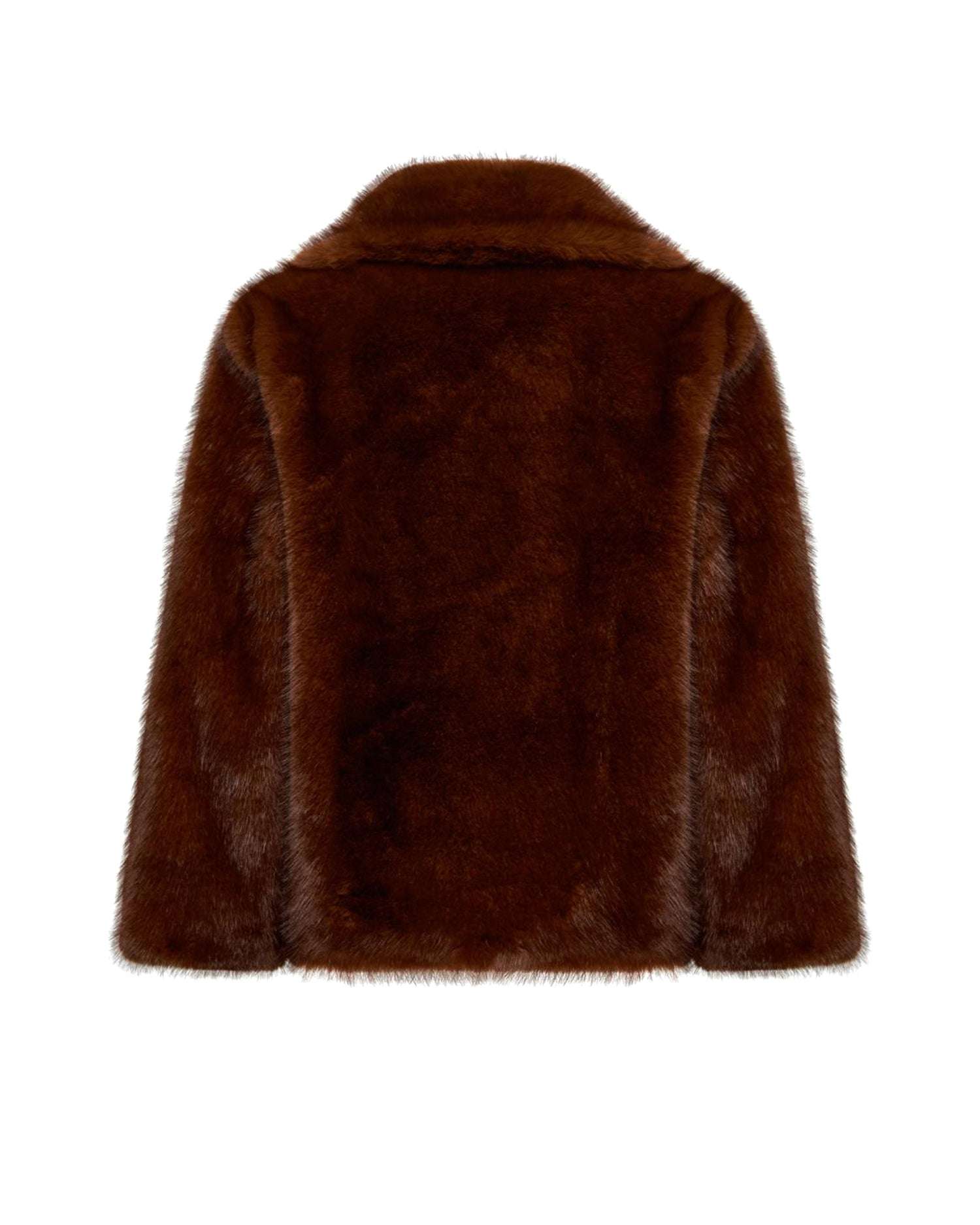 Short coat with maxi fur-effect collar. Outerwear