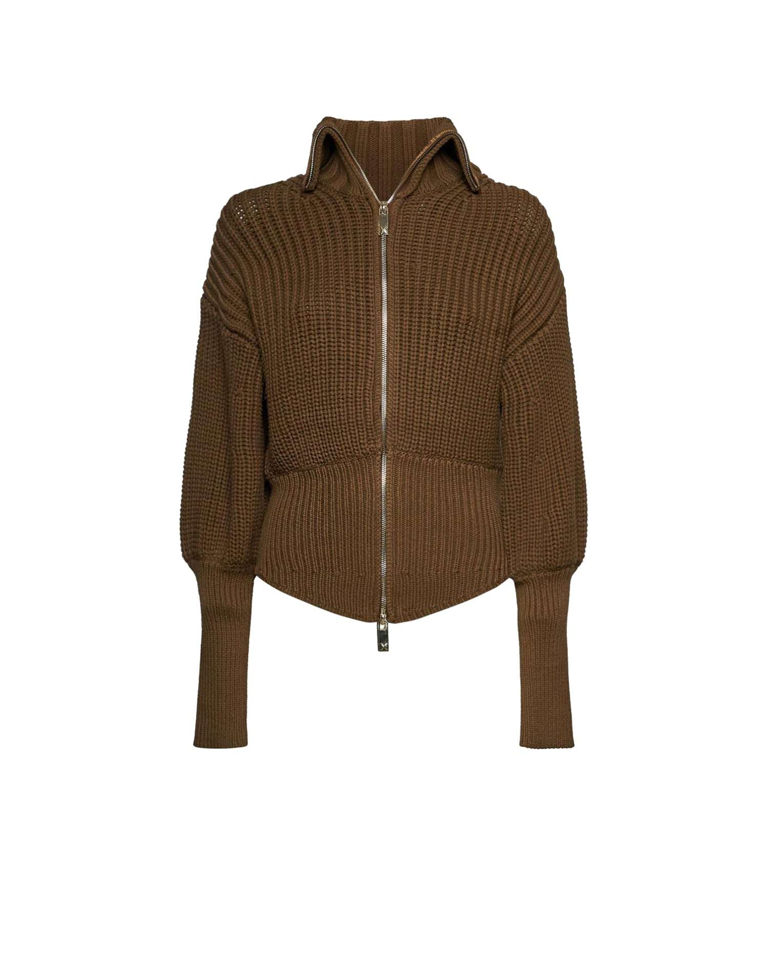 Cardigan con zip frontale e fondo asimmetrico Maglia