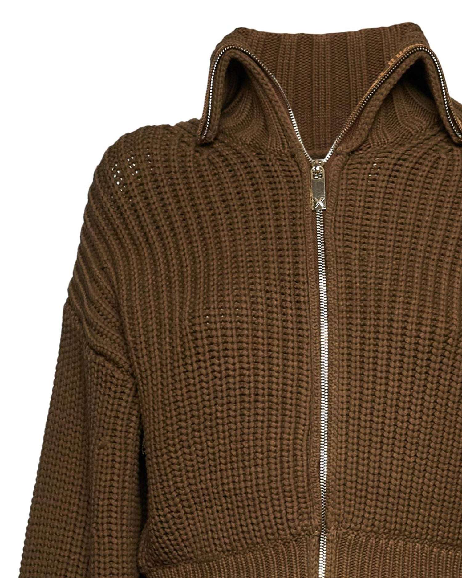 Cardigan con zip frontale e fondo asimmetrico Maglia