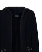 Black men's cardigan with hood and metallic details Cardigan