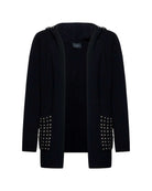 Black men's cardigan with hood and metallic details Cardigan