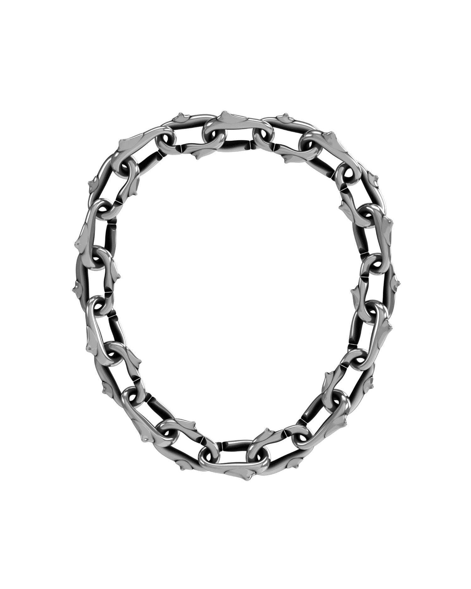 Chain necklace with silver thorns