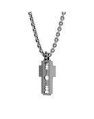 Necklace with razor blade pendant