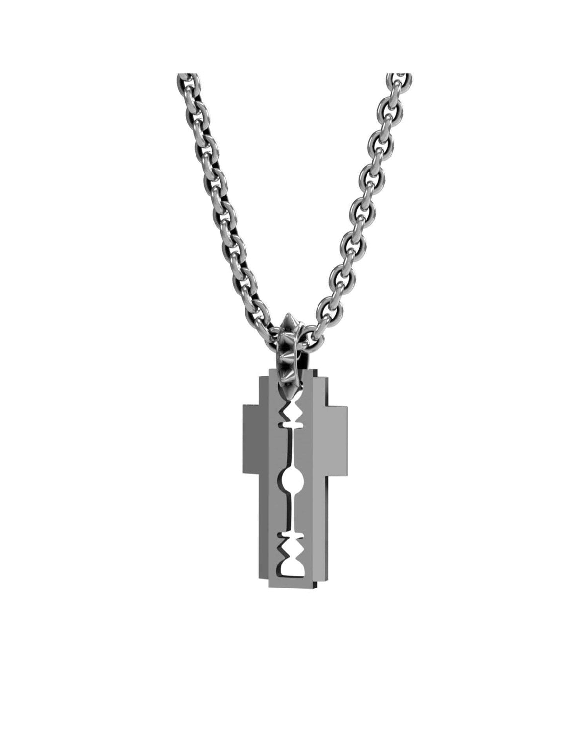 Necklace with razor blade pendant