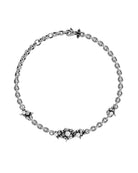 Necklace with pointed spheres and diamonds