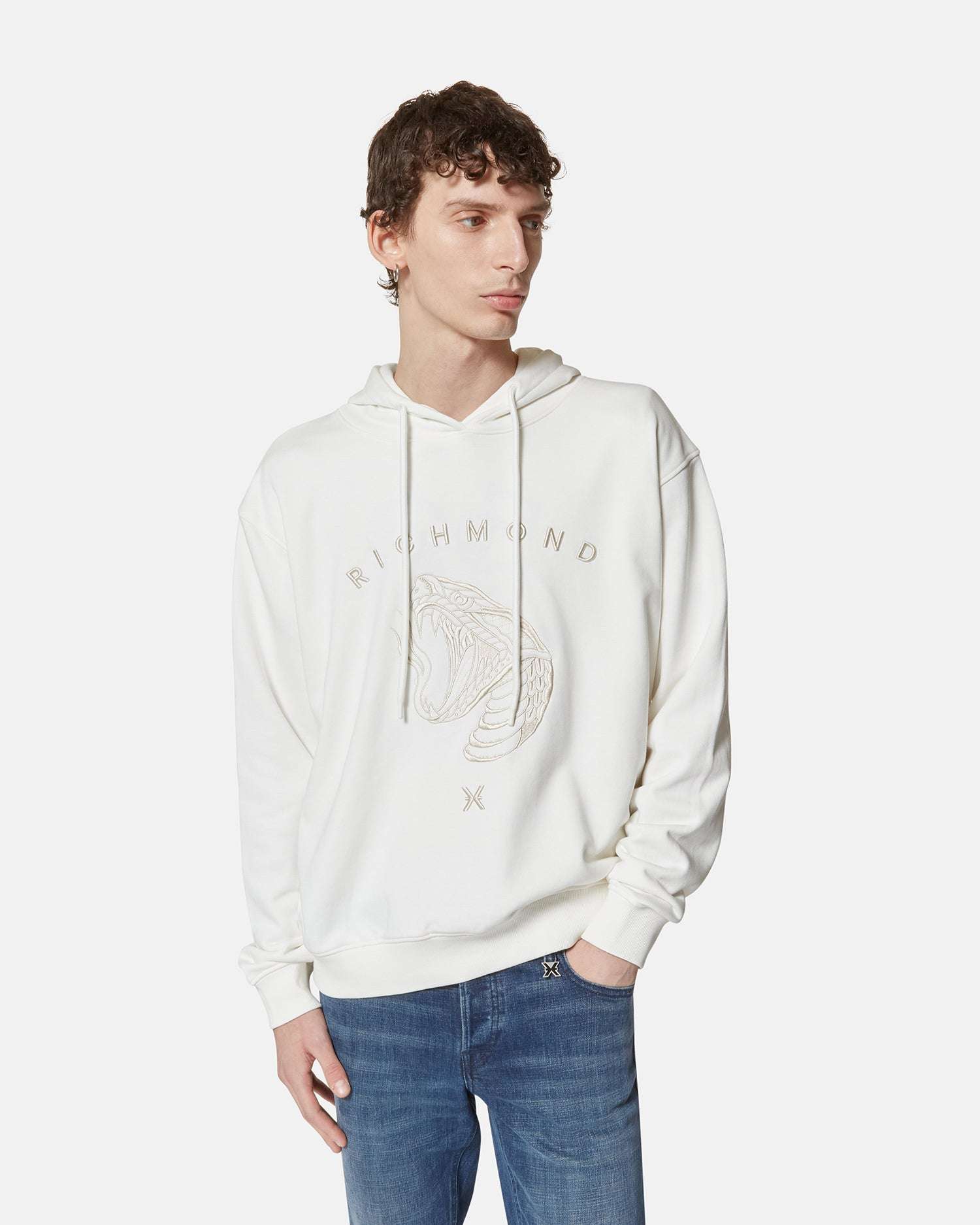 Felpa con cappuccio e stampa grafica minimalista Felpa