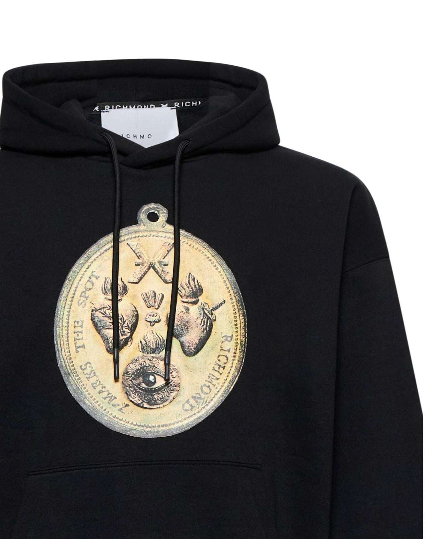 Felpa con cappuccio e stampa medaglione Felpa