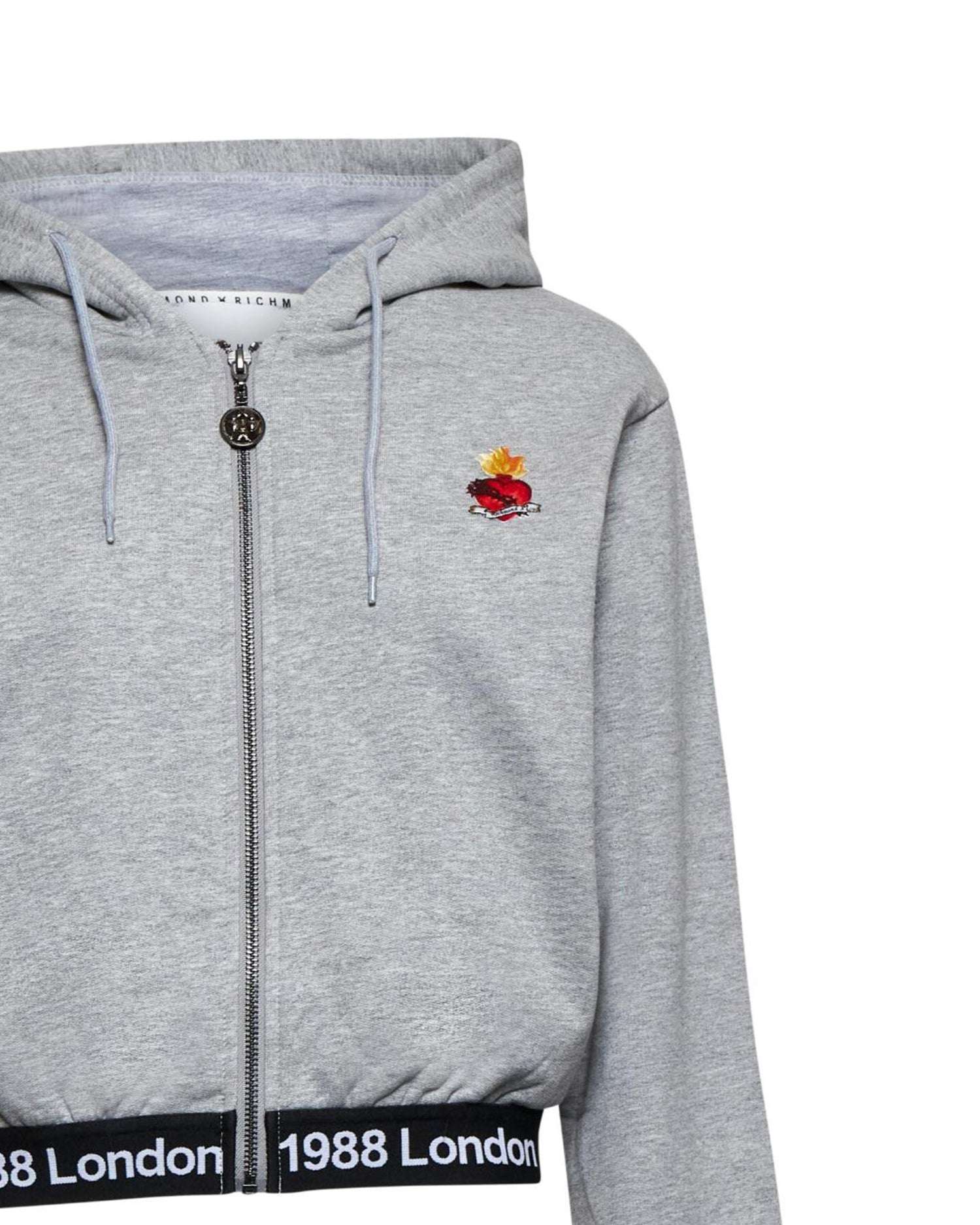 Felpa con cappuccio e zip con dettagli iconici Felpa