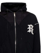 Felpa con cappuccio, zip e logo ricamato a contrasto Felpa