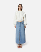 Felpa cropped bianca con maniche oversize Felpa
