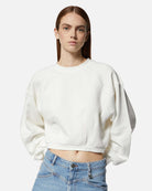 Felpa cropped bianca con maniche oversize Felpa