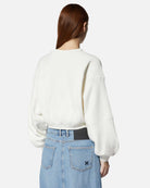 Felpa cropped bianca con maniche oversize Felpa