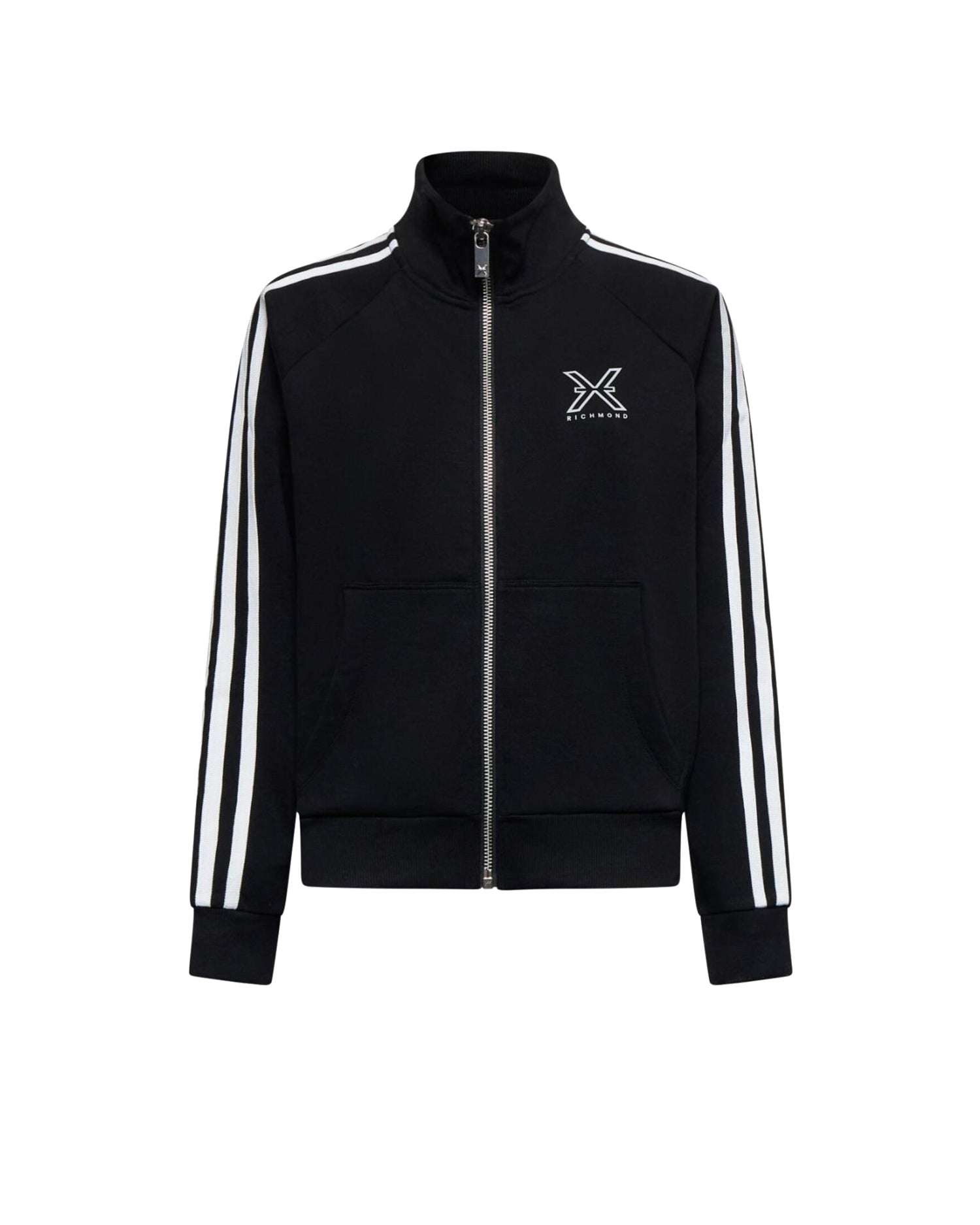 Felpa sportiva con zip e bande laterali Felpa