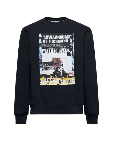 Black men's sweatshirt with front printing Richmond X – John Richmond