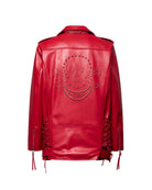 Biker jacket with decorated lapels and asymmetric zip Outerwear