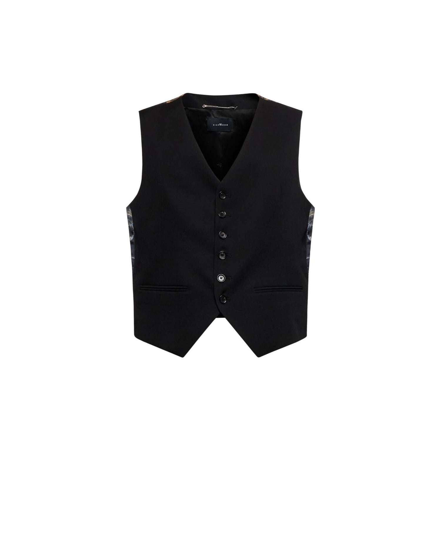 Waistcoat with decorative print and tailored cut. Outerwear