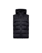 Gilet imbottito con cappuccio e profili logati Capispalla