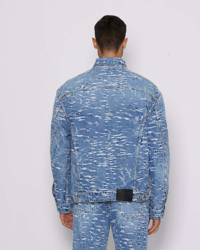 Giacca in denim con pattern effetto used