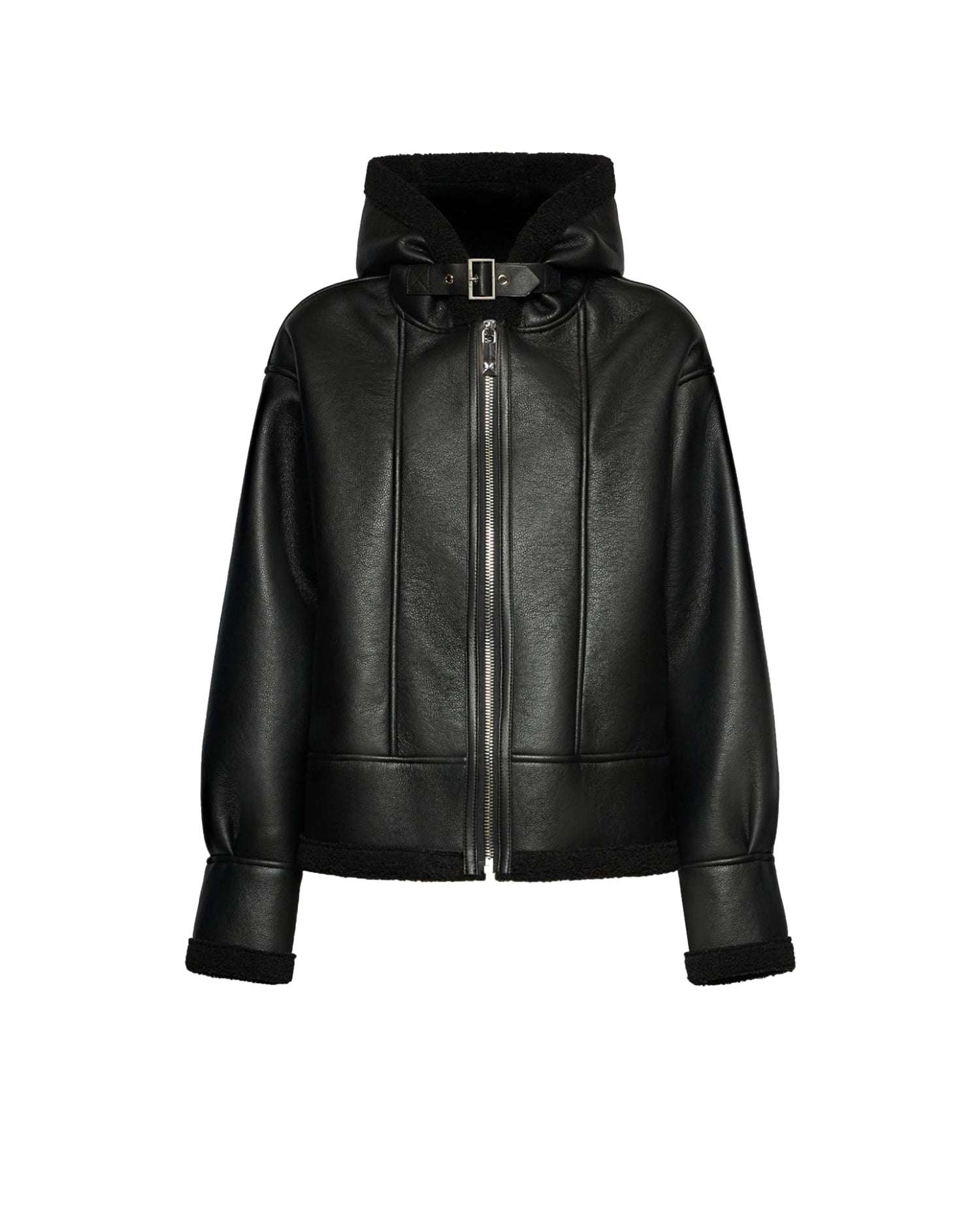 Short jacket with central zip and collar with buckle Outerwear