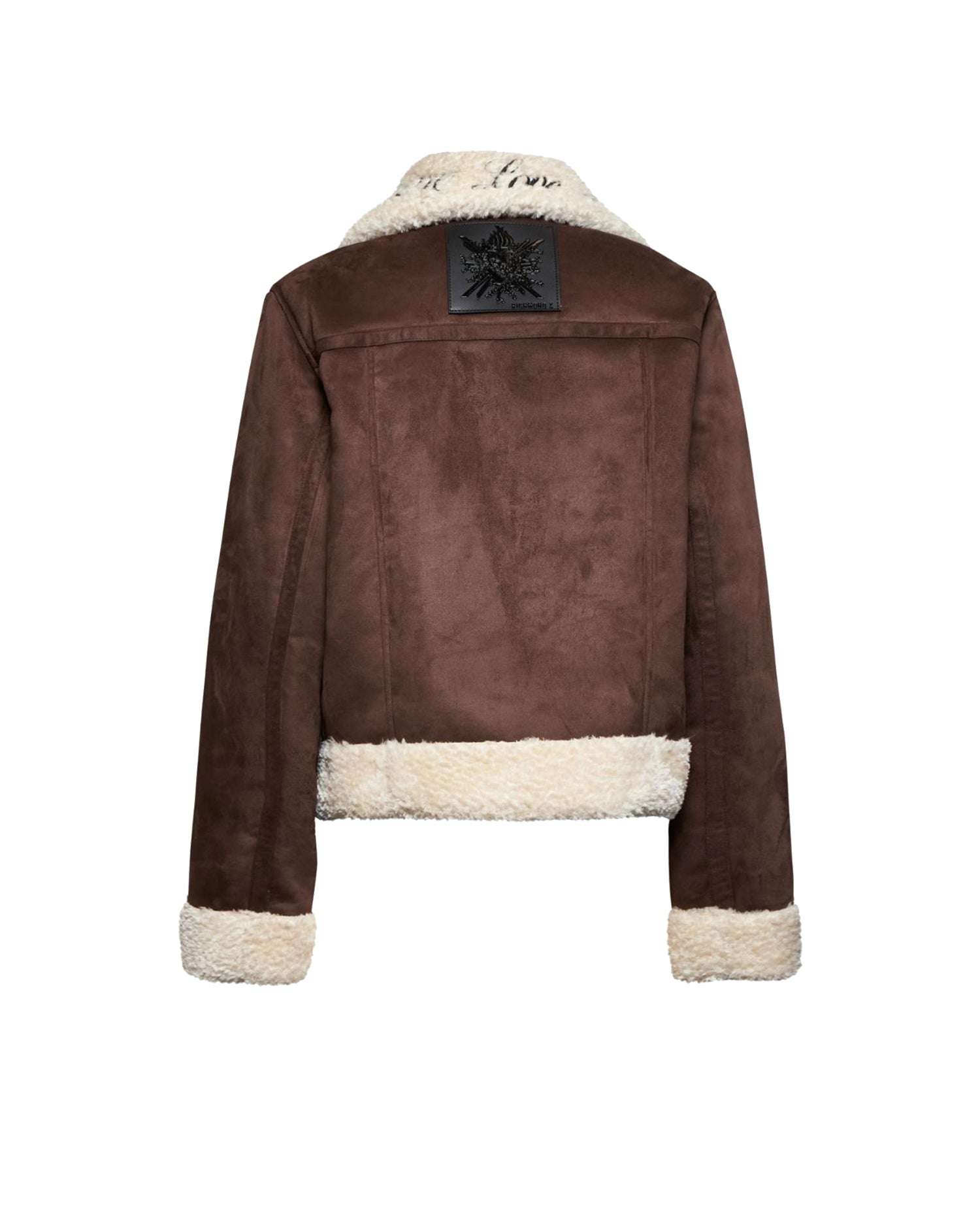 Short genderless jacket with shearling effect collar and front zip Outerwear