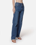 Jeans a gamba dritta blu medio con vita alta Jeans