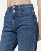 Jeans a gamba dritta blu medio con vita alta Jeans