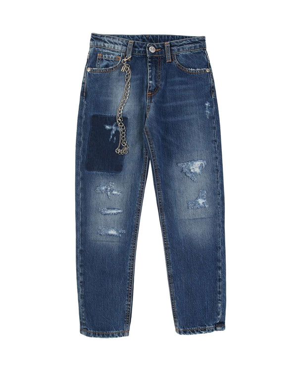 Jeans with decorative chain