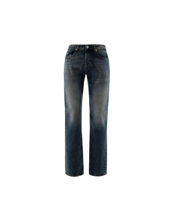 Jeans con effetto used con logo sul retro