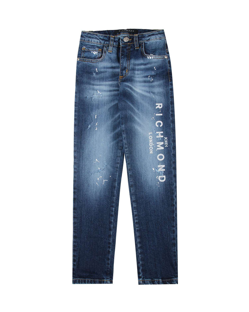Jeans regular con logo sul davanti