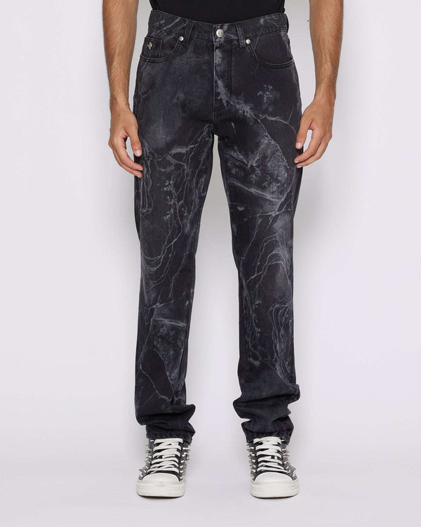 Jeans regular con pattern allover