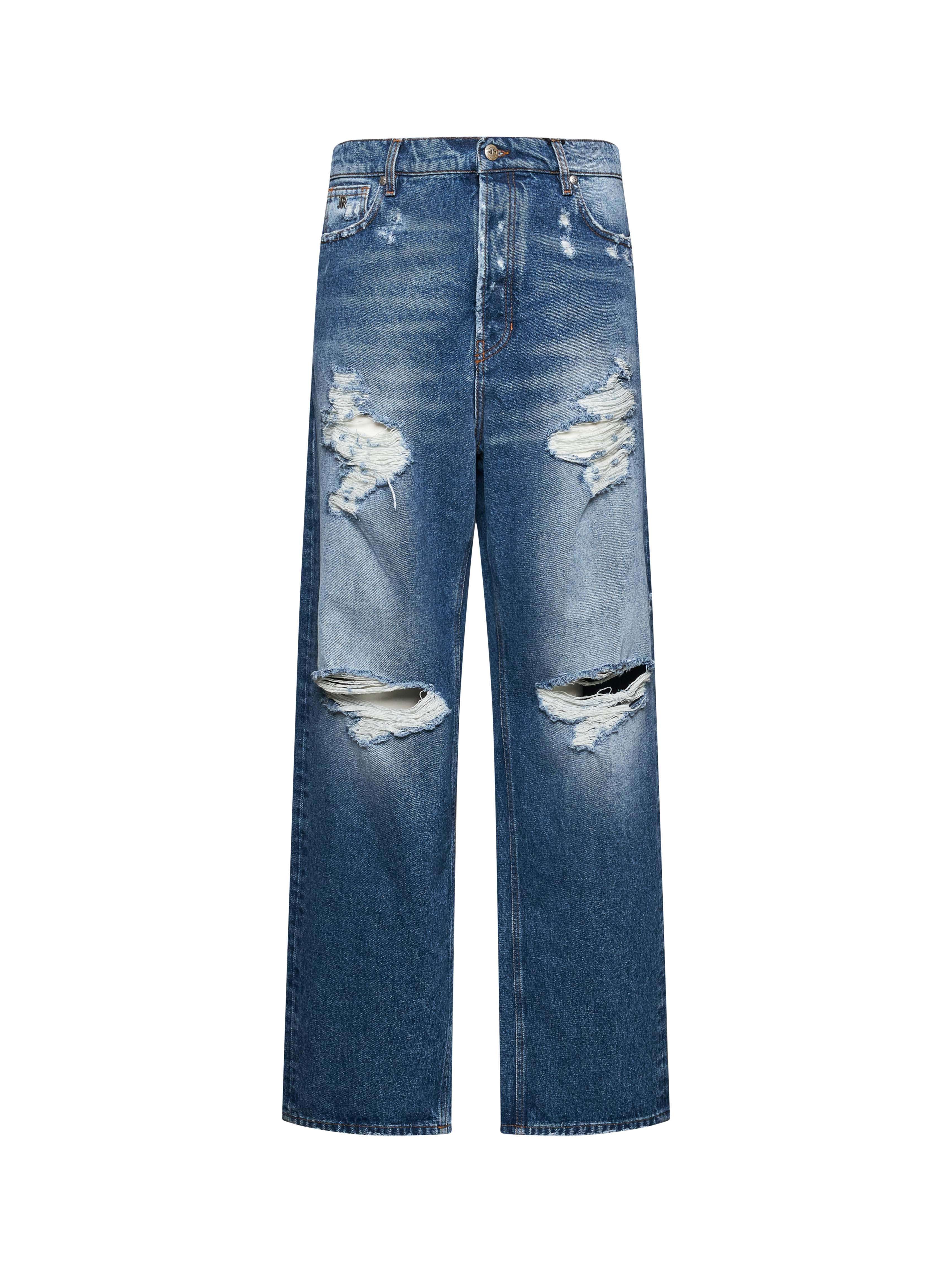 Jeans &amp;quot;Rich&amp;quot; Dritto con Effetto Destroyed Jeans