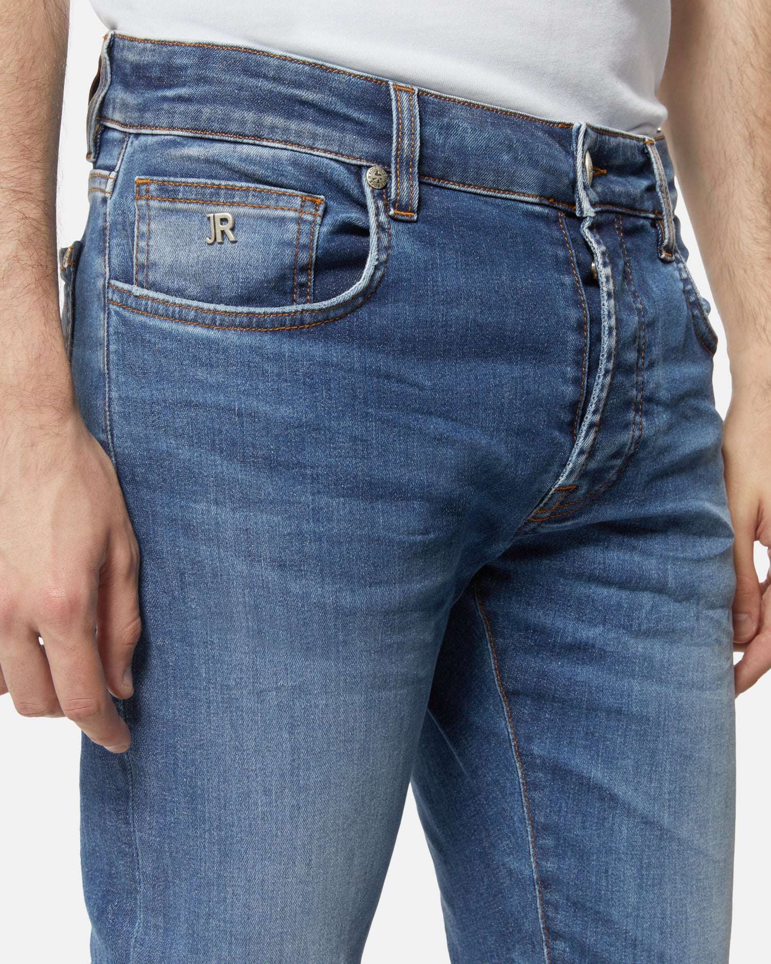 Jeans slim fit blu con effetto sfumato Jeans