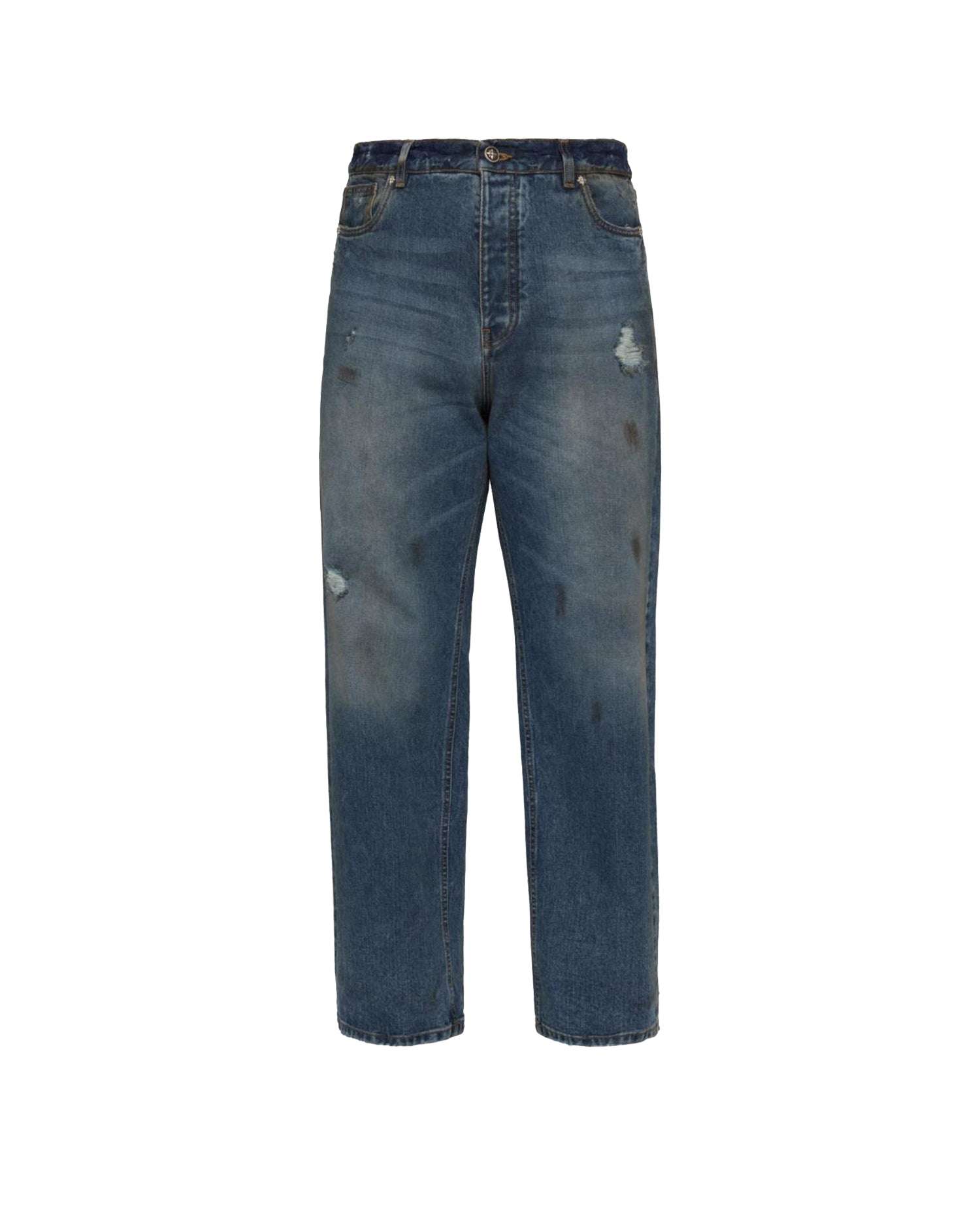 Jeans straight fit con rotture e lavaggio effetto vintage Jeans
