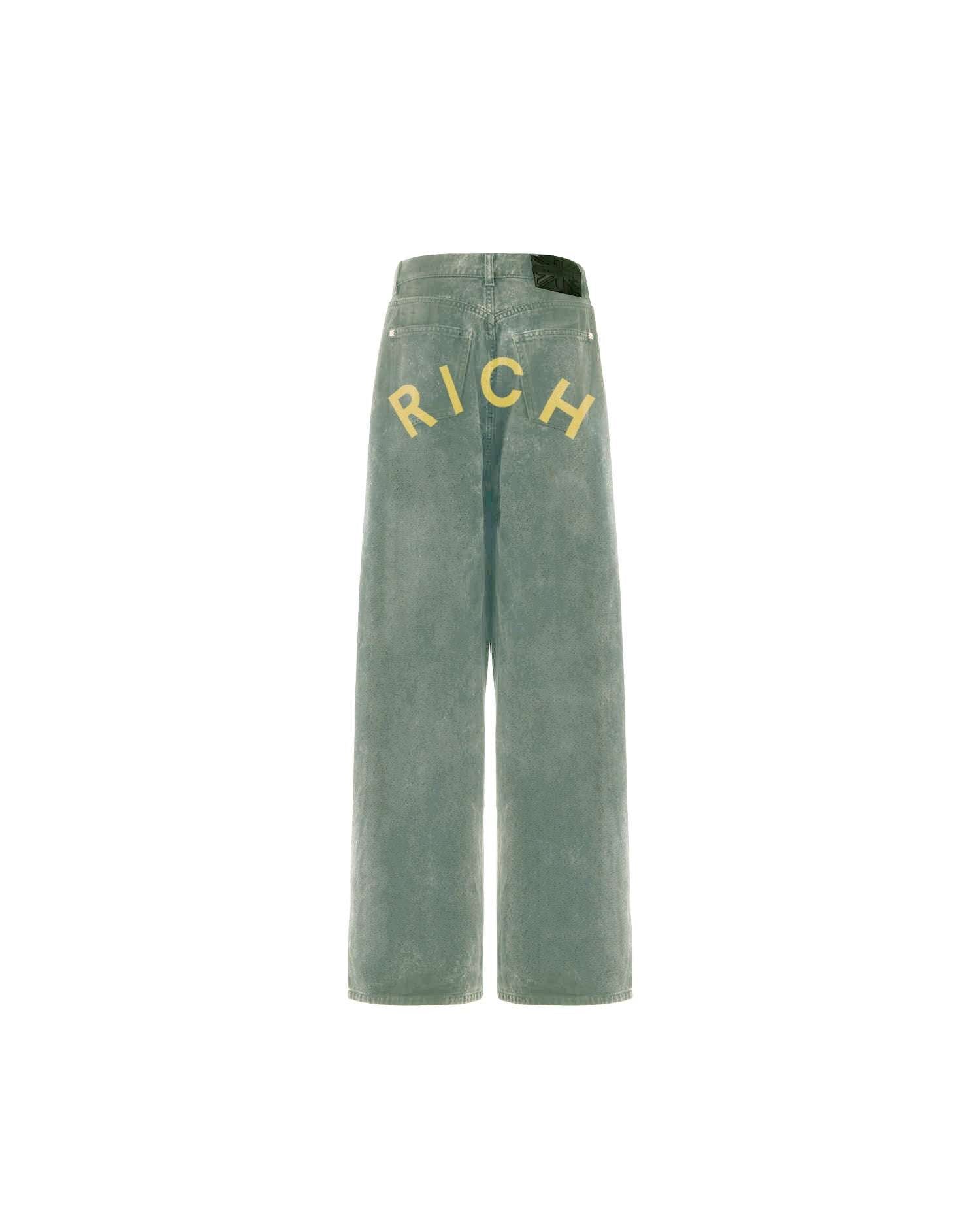 Jeans super baggy in blu chiaro con lettering "RICH" Jeans