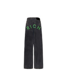 Jeans super baggy in denim nero con lettering "RICH" Jeans