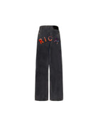 Jeans super baggy in denim nero con lettering "RICH" Jeans